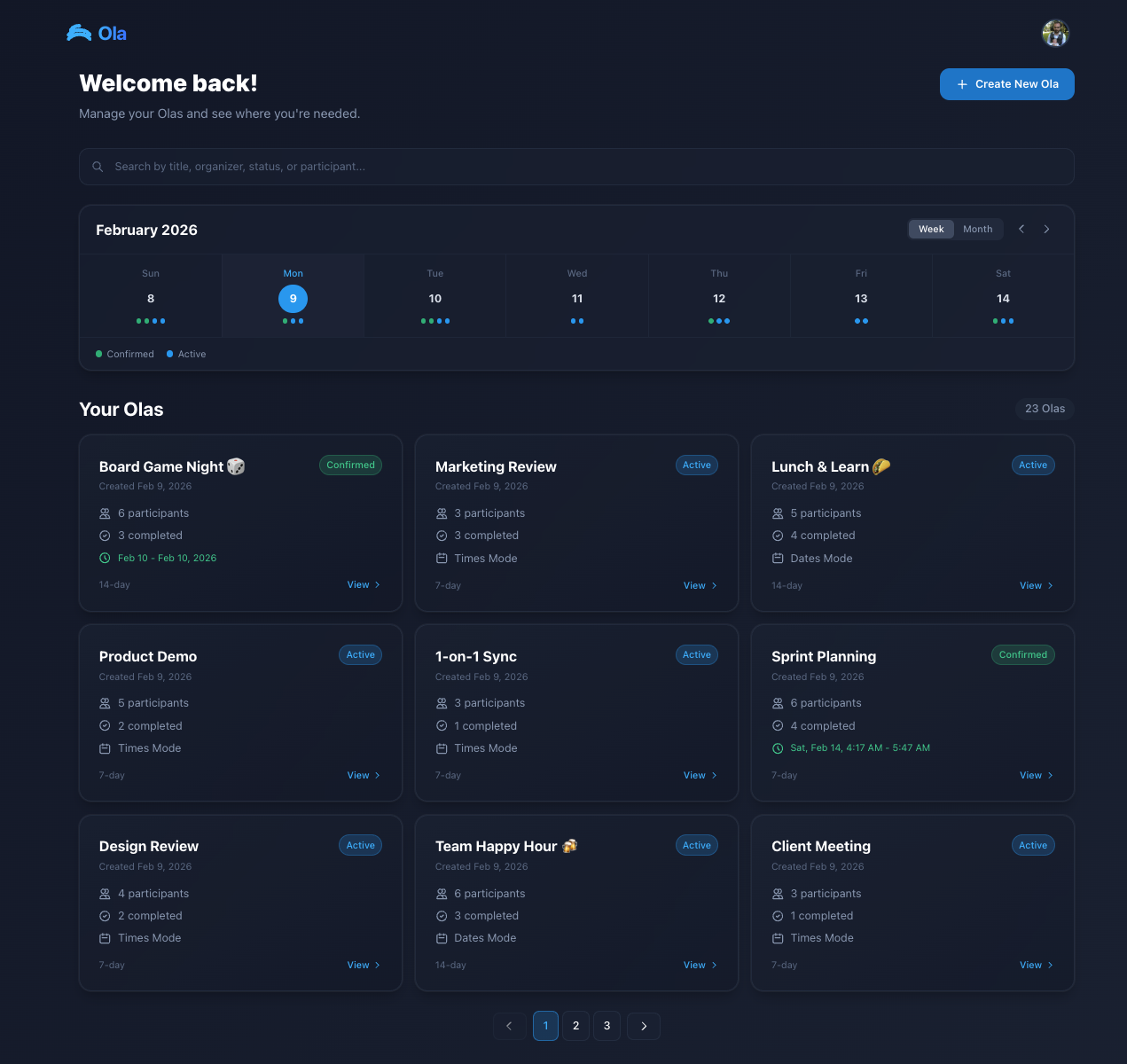 Ola scheduling dashboard